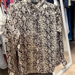 Tahari Black and Cream Snake Print Shirt